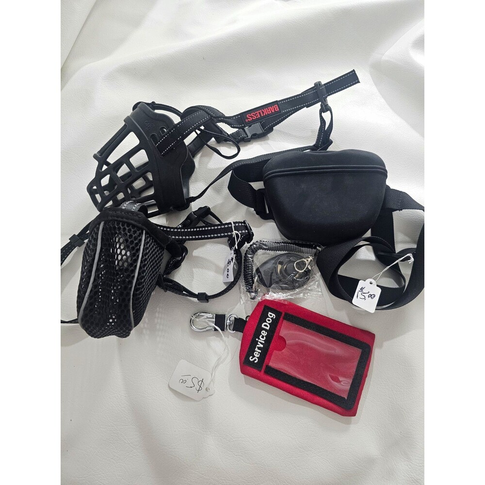 BONTHEE Soft Dog Muzzle, firm muzzle, clicker, waist bag + service tag Lot of 5